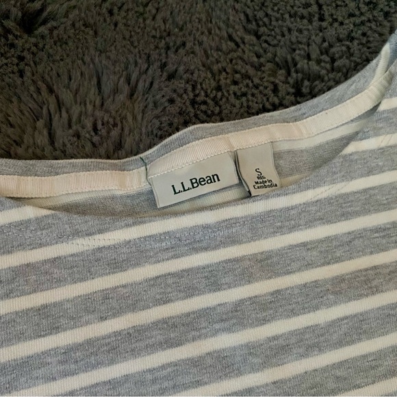 NWOT L.L. BEAN GREY AND RED STRIPED LONG-SLEEVE TOP // SIZE SMALL🤍 - Picture 4 of 5